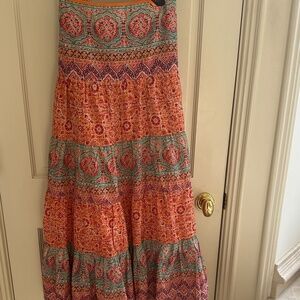 RALPH LAUREN FESTIVE PRINT COTTON SKIRT-XL, EUC